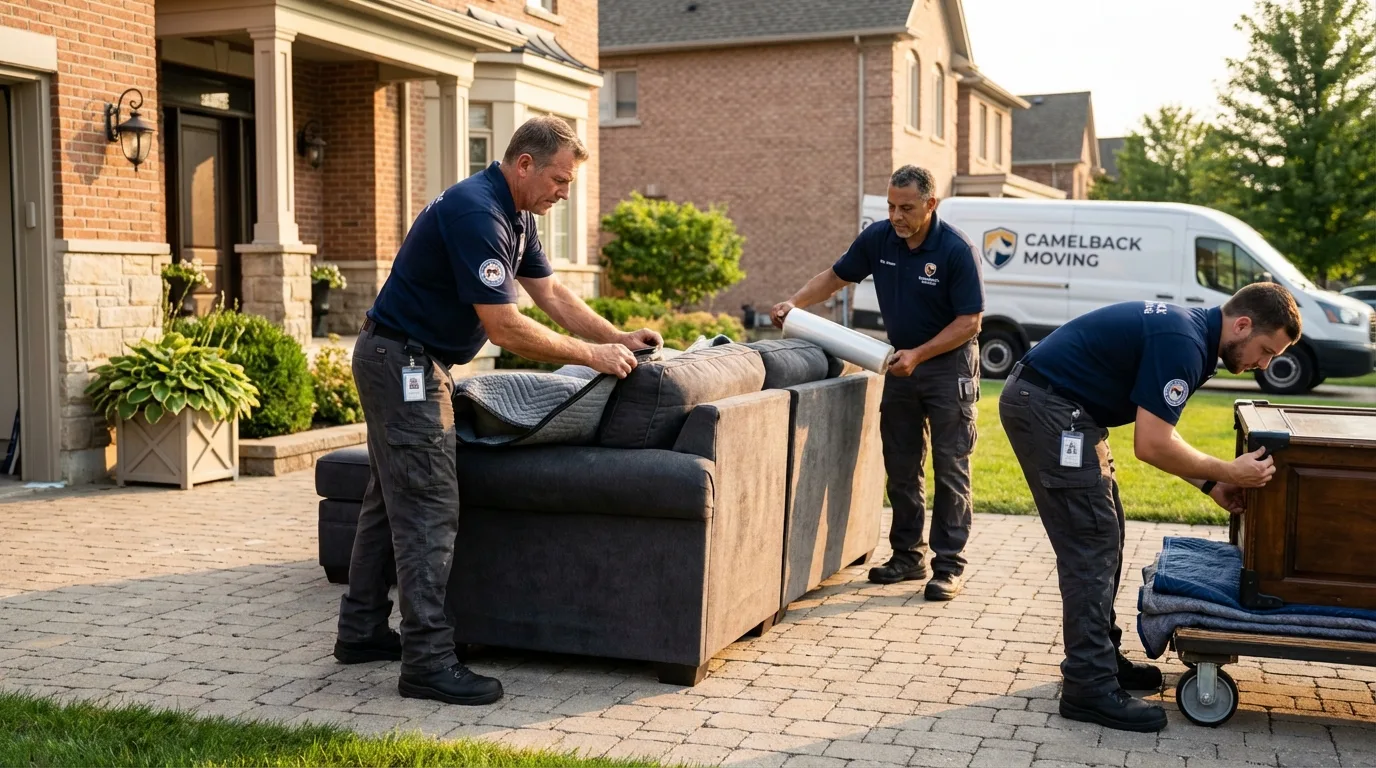Large estate moving crew wrapping furniture in Hartville, OH