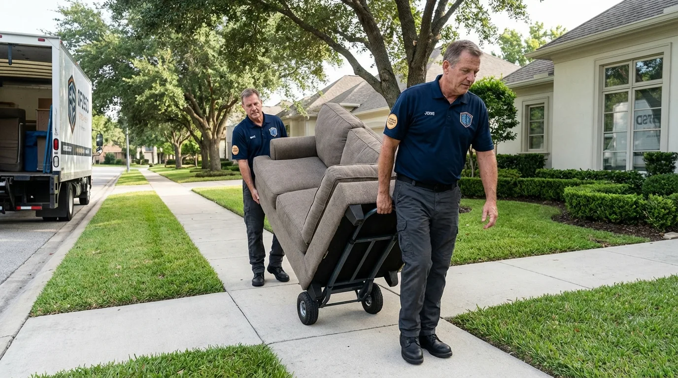 Local residential moving crew loading furniture in Hartville, OH